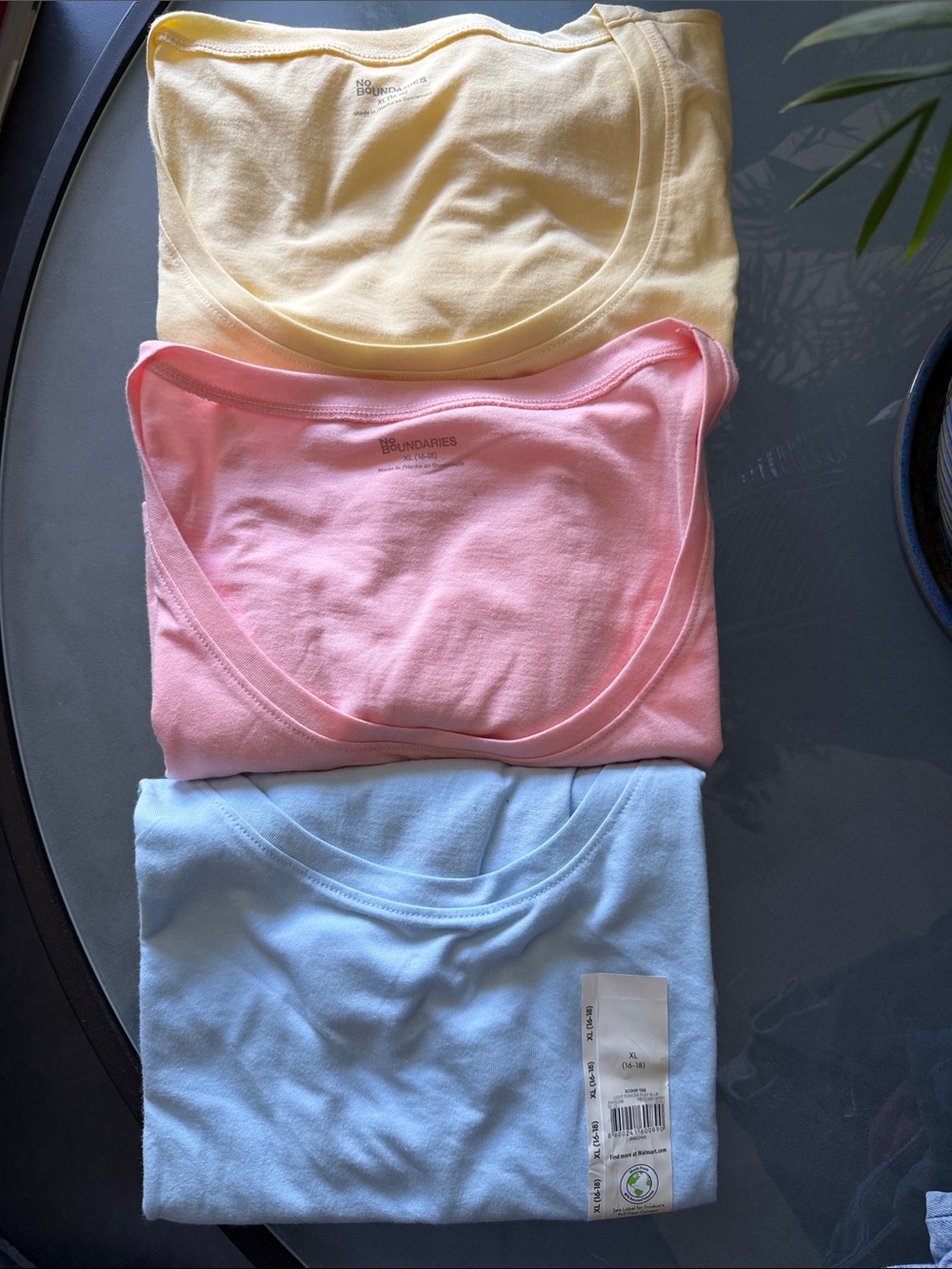 No Boundaries Yellow, Pink & Light Blue Short Sleeve Tees - 3 Pack